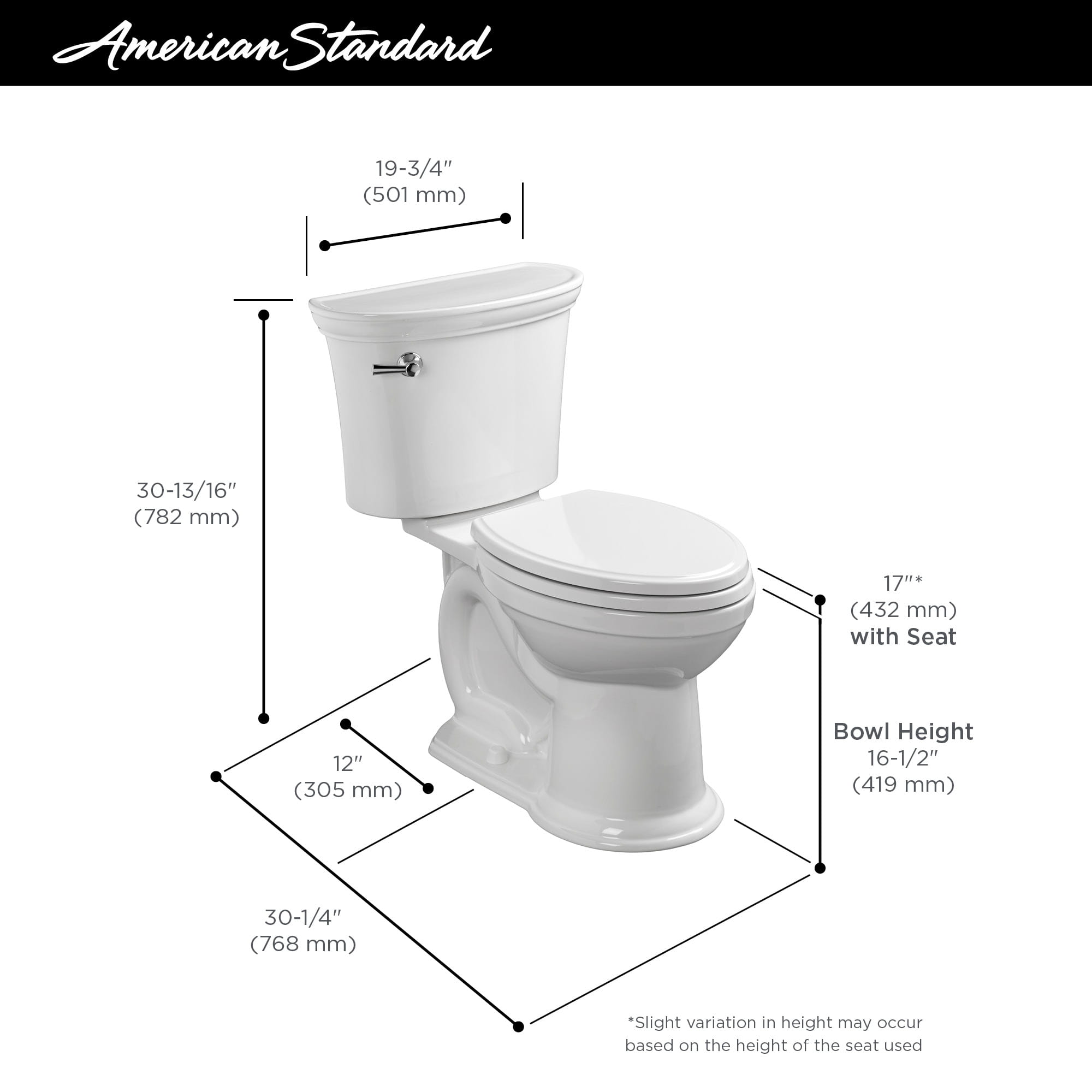 Heritage VorMax Two-Piece 1.28 gpf/4.8 Lpf Chair Height Elongated Toilet less Seat